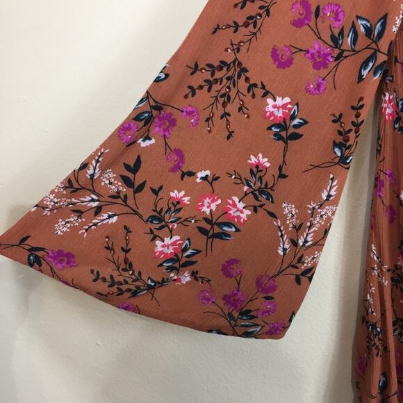 Umgee | Rust Floral Print Bell Sleeve Boho Dress - Picture 2 of 6